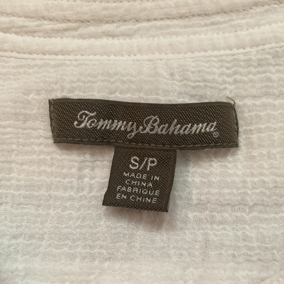 Tommy Bahama White Henley 3/4 Sleeve Top - Picture 3 of 6